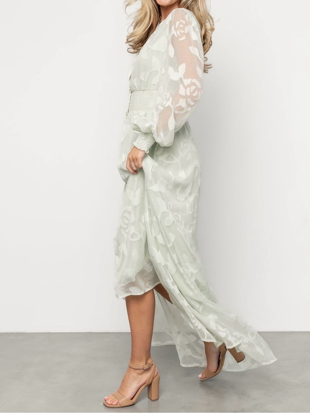 White Sheer Floral Maxi Dress from Baltic Born